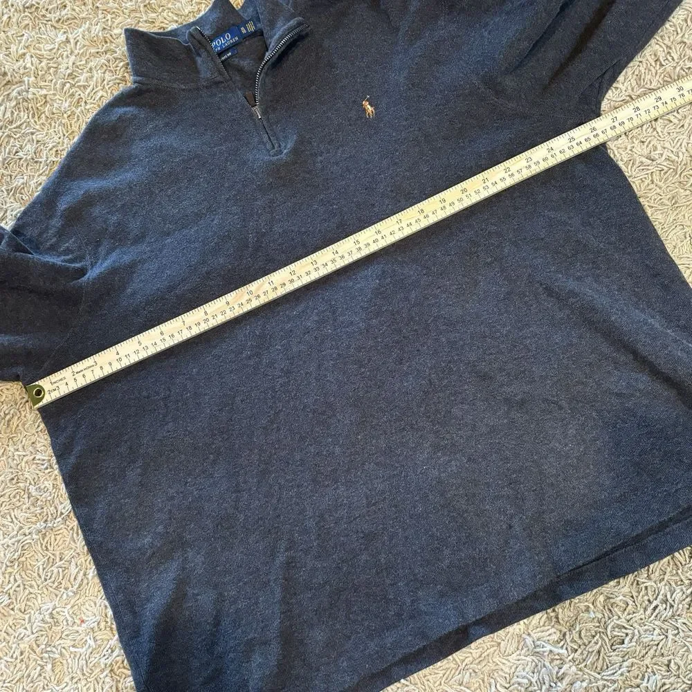 Polo Ralph Lauren Blue‎ Pullover Mens XL 1/4 Zip Flesh Color Pony Estate Rib